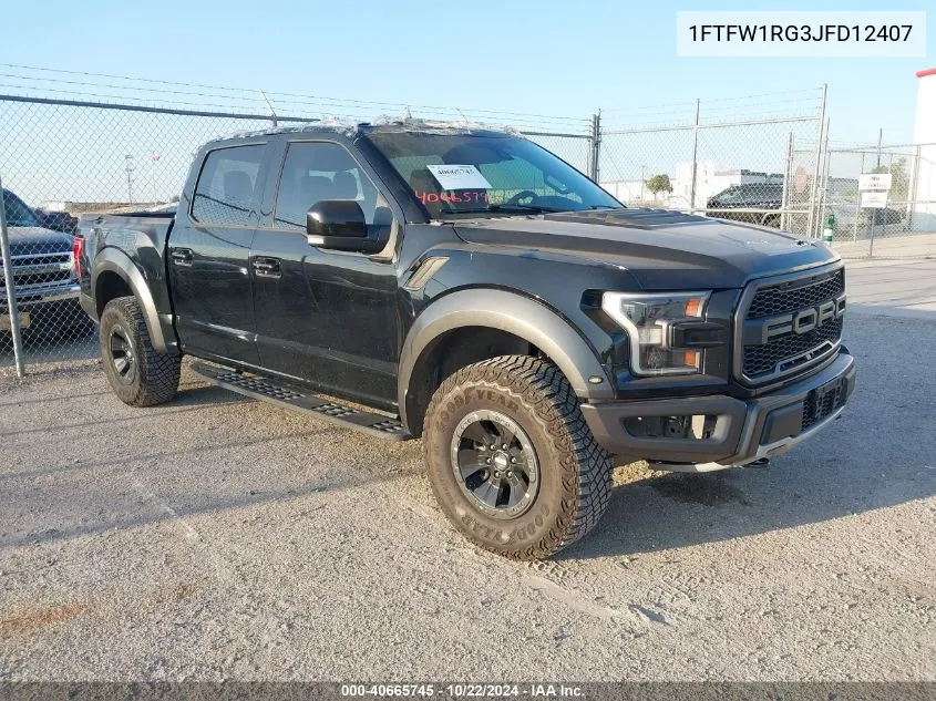 2018 Ford F-150 Raptor VIN: 1FTFW1RG3JFD12407 Lot: 40665745