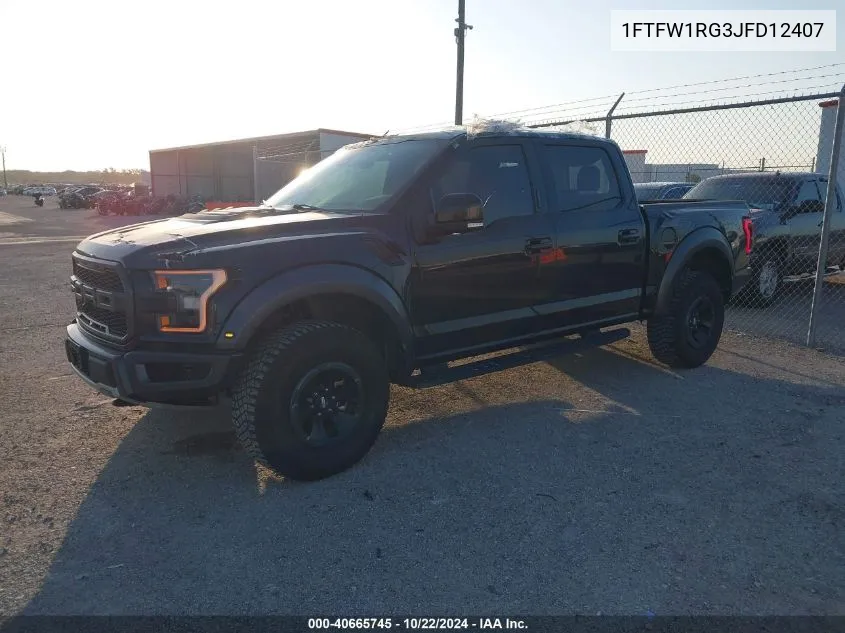 2018 Ford F-150 Raptor VIN: 1FTFW1RG3JFD12407 Lot: 40665745