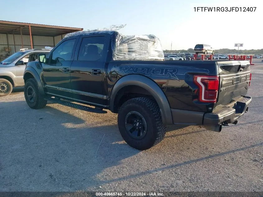 2018 Ford F-150 Raptor VIN: 1FTFW1RG3JFD12407 Lot: 40665745