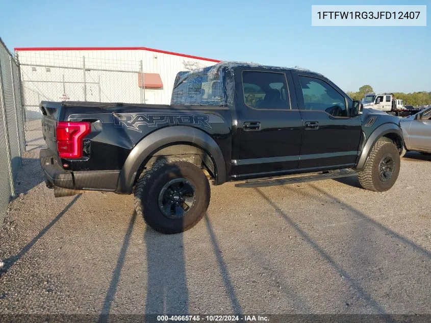 2018 Ford F-150 Raptor VIN: 1FTFW1RG3JFD12407 Lot: 40665745