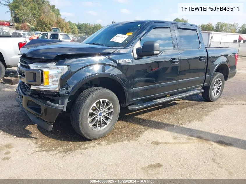 2018 Ford F-150 Xlt VIN: 1FTEW1EP5JFB43511 Lot: 40668825