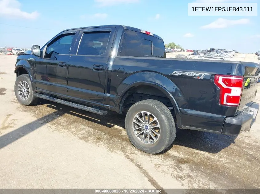 2018 Ford F-150 Xlt VIN: 1FTEW1EP5JFB43511 Lot: 40668825