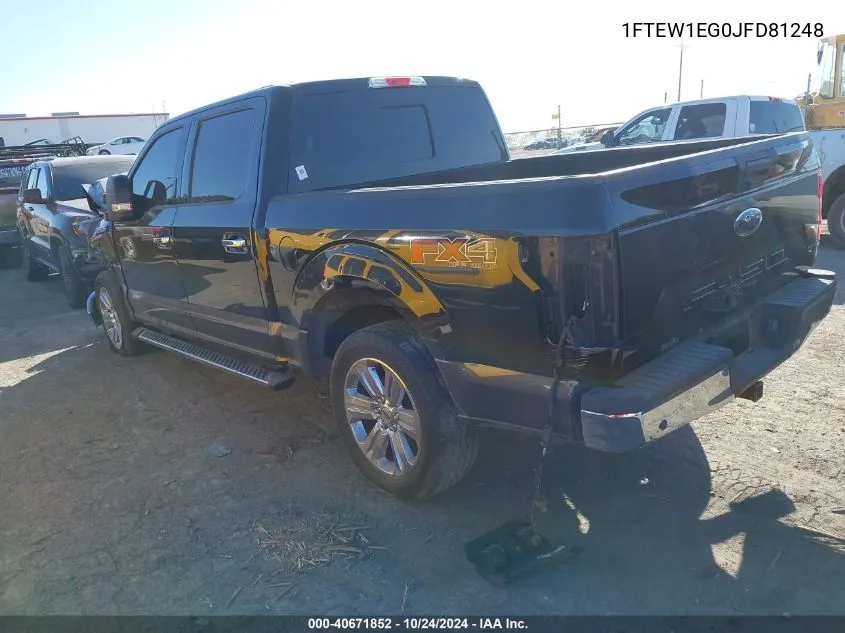 2018 Ford F150 Supercrew VIN: 1FTEW1EG0JFD81248 Lot: 40671852