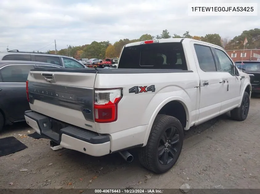 2018 Ford F-150 Platinum VIN: 1FTEW1EG0JFA53425 Lot: 40675443