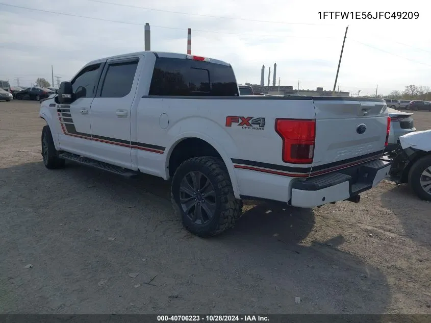 2018 Ford F-150 Lariat VIN: 1FTFW1E56JFC49209 Lot: 40706223