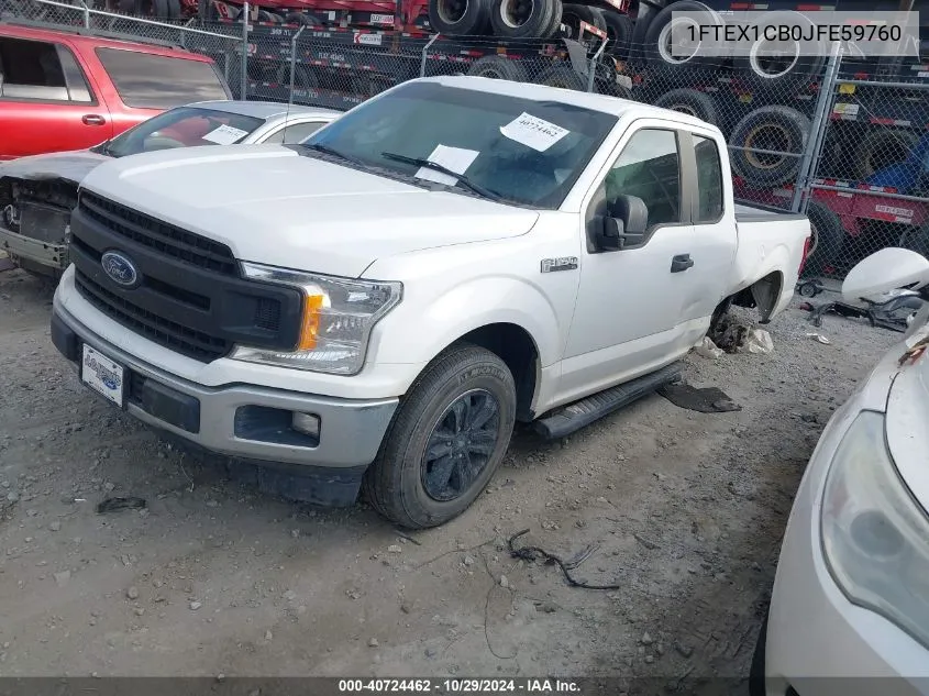 2018 Ford F-150 Xl VIN: 1FTEX1CB0JFE59760 Lot: 40724462