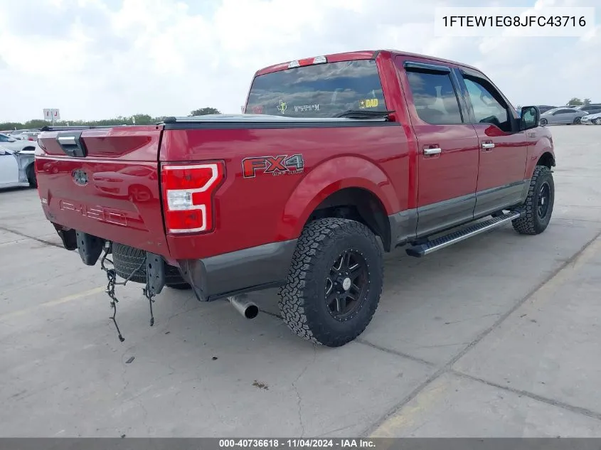 2018 Ford F150 Supercrew VIN: 1FTEW1EG8JFC43716 Lot: 40736618