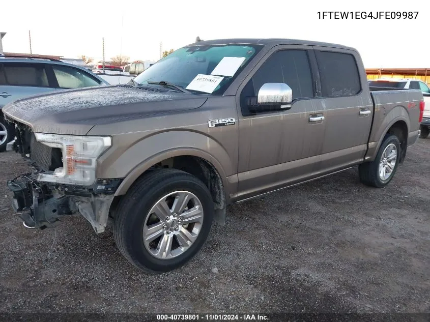 2018 Ford F-150 Lariat VIN: 1FTEW1EG4JFE09987 Lot: 40739801