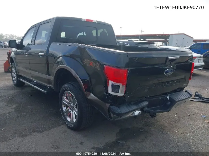 2018 Ford F-150 Lariat VIN: 1FTEW1EG0JKE90770 Lot: 40754020