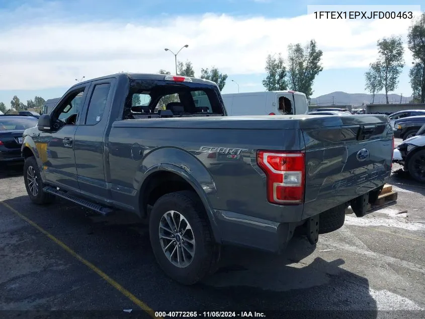 2018 Ford F150 Super Cab VIN: 1FTEX1EPXJFD00463 Lot: 40772265