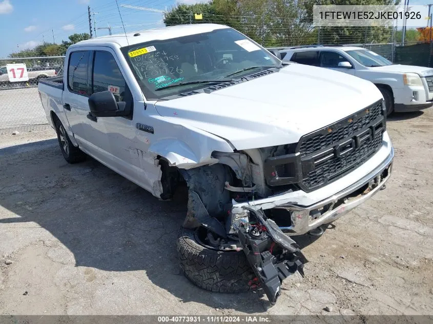 2018 Ford F150 Supercrew VIN: 1FTEW1E52JKE01926 Lot: 40773931