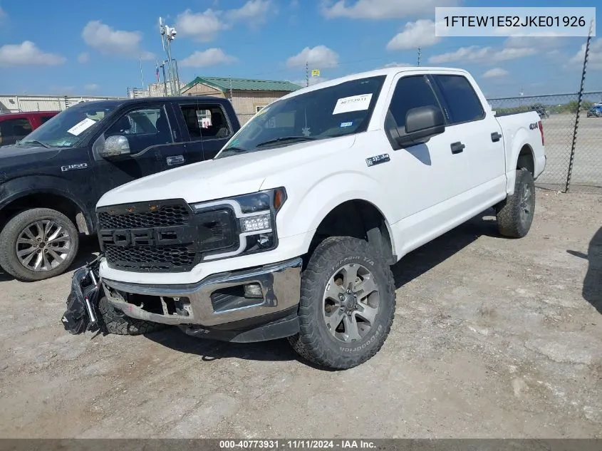 2018 Ford F150 Supercrew VIN: 1FTEW1E52JKE01926 Lot: 40773931