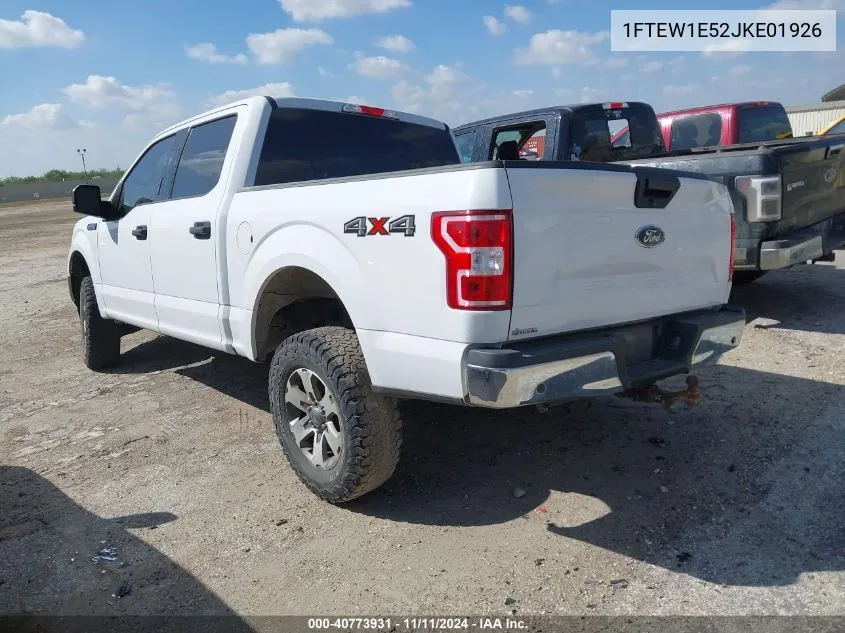 2018 Ford F150 Supercrew VIN: 1FTEW1E52JKE01926 Lot: 40773931