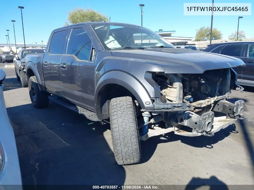 2018 Ford F-150 Raptor VIN: 1FTFW1RGXJFC45465 Lot: 40783557