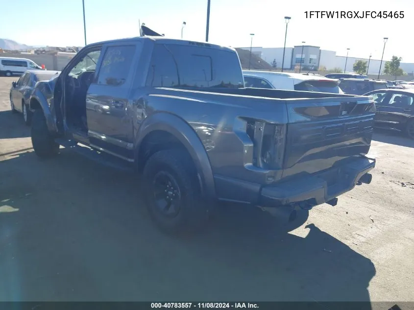 2018 Ford F-150 Raptor VIN: 1FTFW1RGXJFC45465 Lot: 40783557