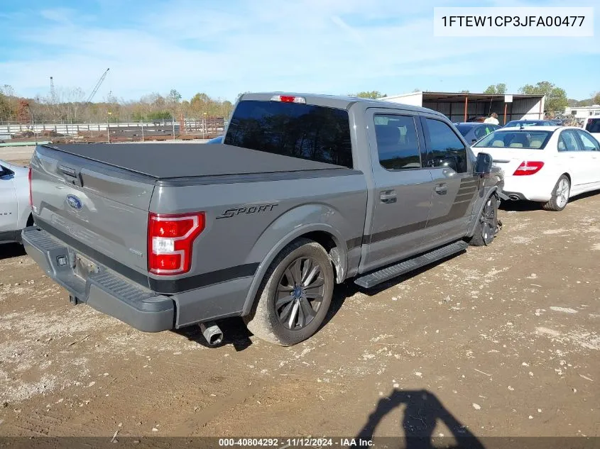 2018 Ford F-150 Xlt VIN: 1FTEW1CP3JFA00477 Lot: 40804292