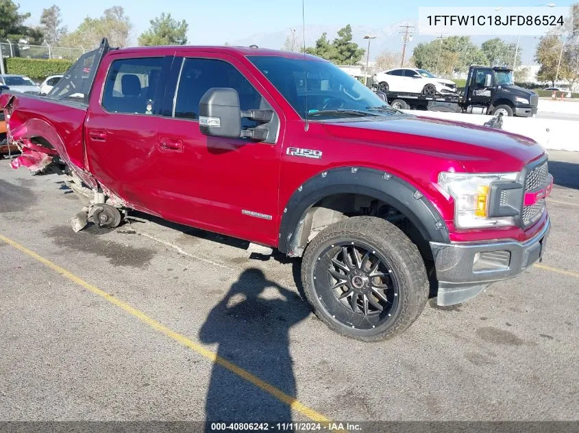 2018 Ford F-150 Lariat VIN: 1FTFW1C18JFD86524 Lot: 40806242