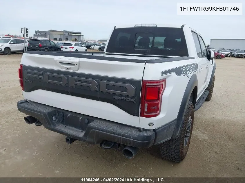 2019 Ford F-150 Raptor VIN: 1FTFW1RG9KFB01746 Lot: 11904246