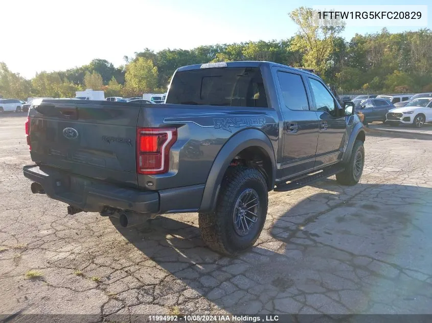 2019 Ford F-150 VIN: 1FTFW1RG5KFC20829 Lot: 11994992