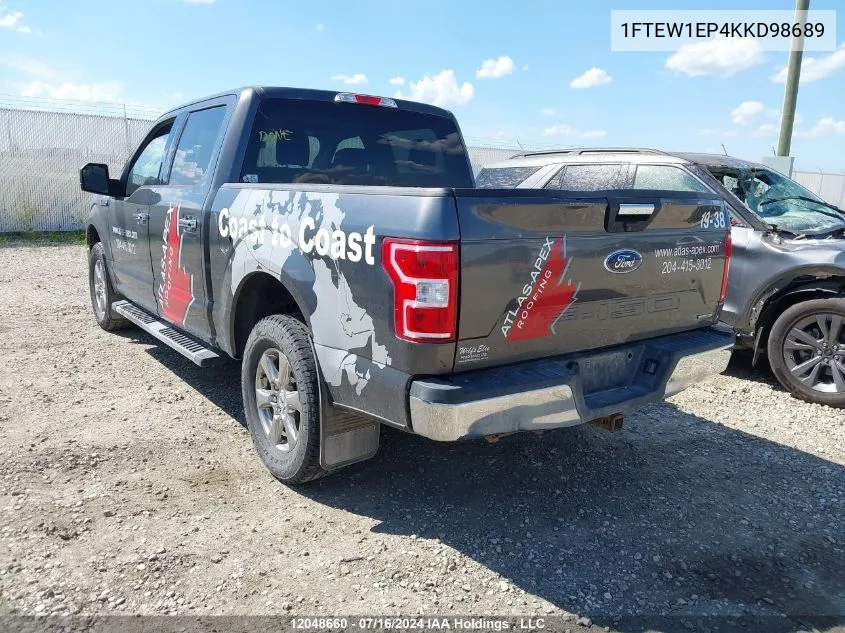 2019 Ford F150 Supercrew VIN: 1FTEW1EP4KKD98689 Lot: 12048660