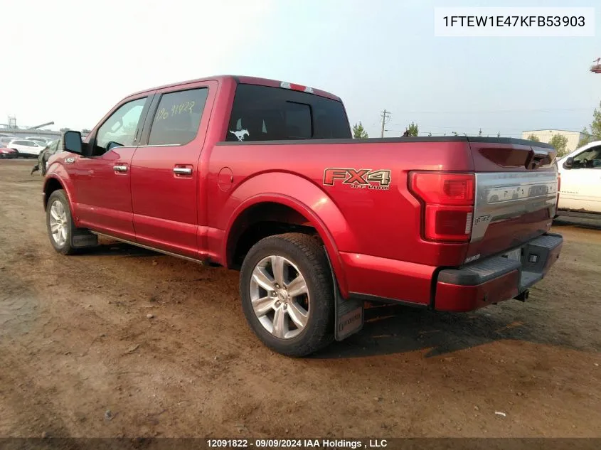 2019 Ford F-150 Platinum VIN: 1FTEW1E47KFB53903 Lot: 12091822