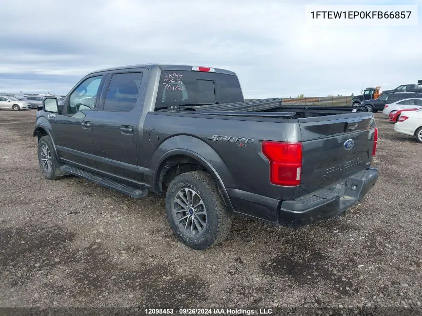 2019 Ford F150 Supercrew VIN: 1FTEW1EP0KFB66857 Lot: 12098453