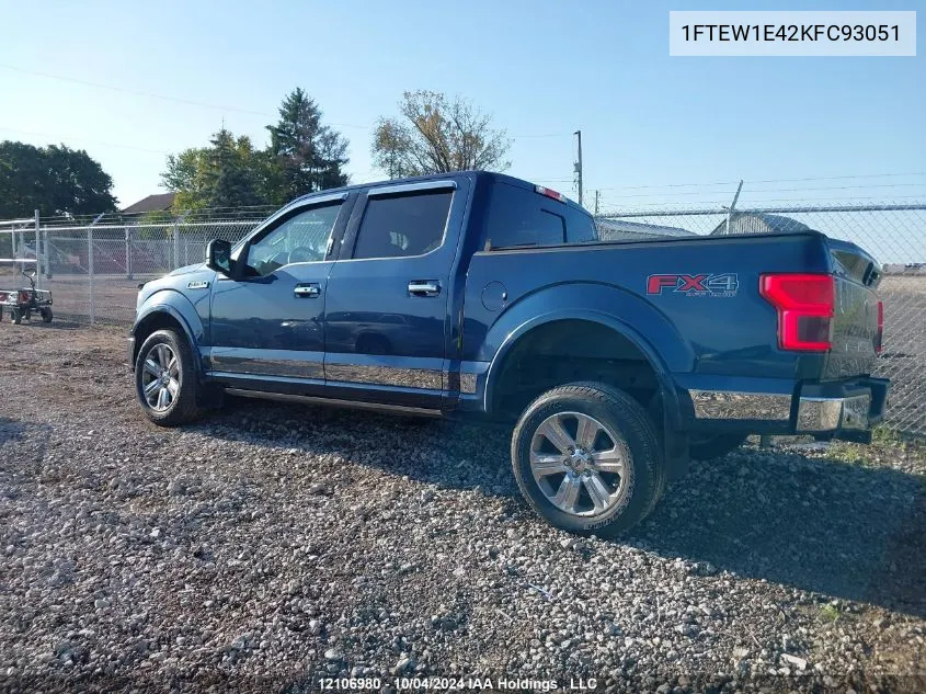 2019 Ford F150 Supercrew VIN: 1FTEW1E42KFC93051 Lot: 12106980