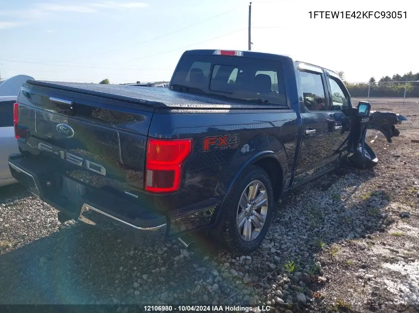 2019 Ford F150 Supercrew VIN: 1FTEW1E42KFC93051 Lot: 12106980