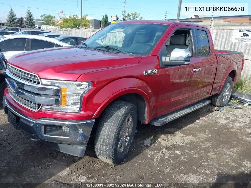 2019 Ford F150 Super Cab VIN: 1FTEX1EP8KKD66678 Lot: 12109391