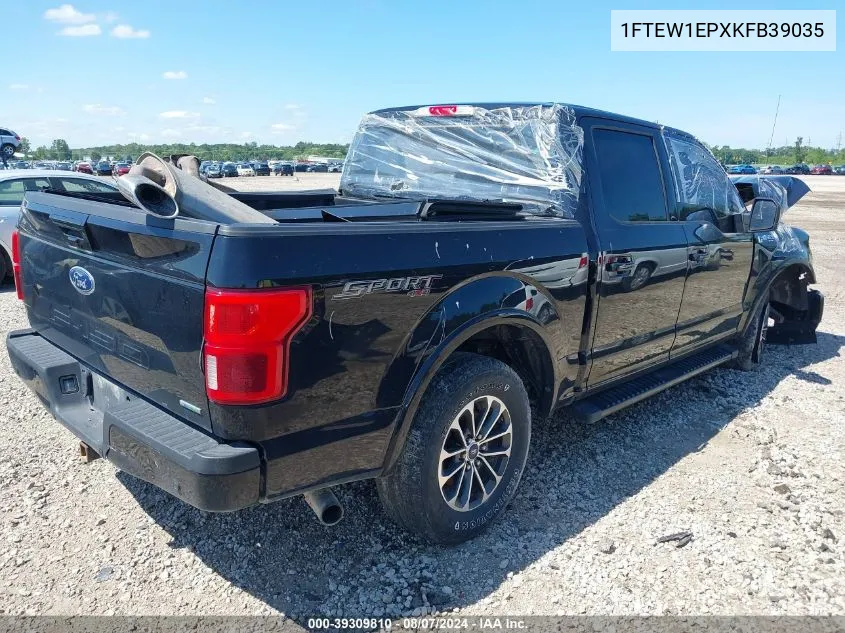 2019 Ford F-150 Lariat VIN: 1FTEW1EPXKFB39035 Lot: 39309810