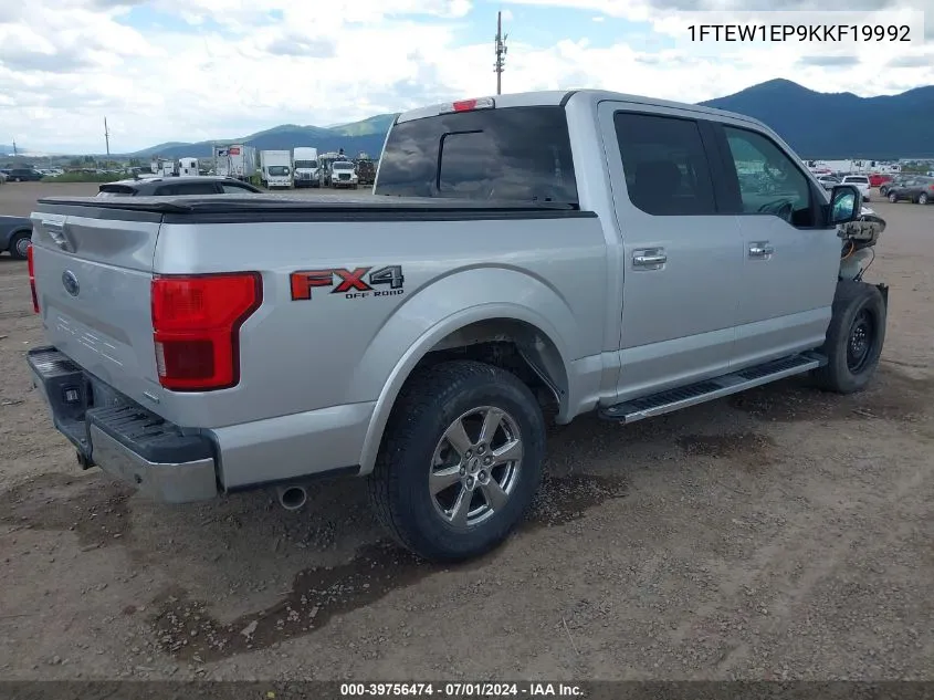 2019 Ford F-150 Lariat VIN: 1FTEW1EP9KKF19992 Lot: 39756474