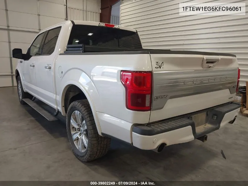 2019 Ford F-150 Limited VIN: 1FTEW1EG6KFC96061 Lot: 39802249