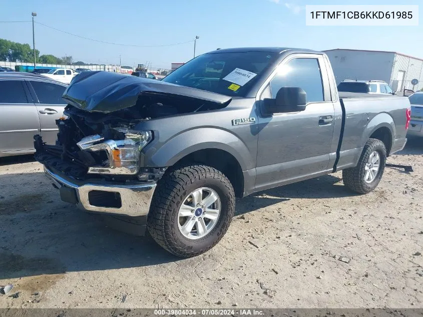 2019 Ford F-150 Xl VIN: 1FTMF1CB6KKD61985 Lot: 39804034