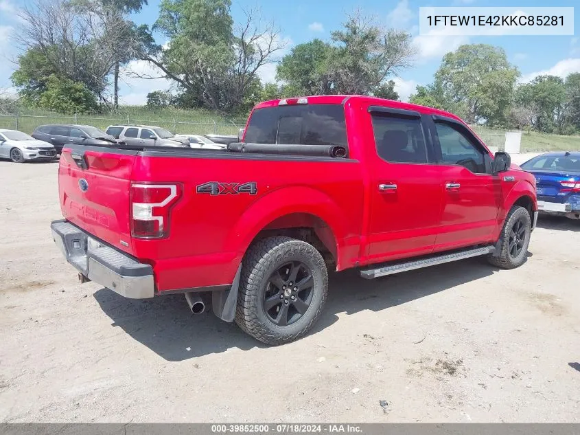 2019 Ford F-150 Xlt VIN: 1FTEW1E42KKC85281 Lot: 39852500