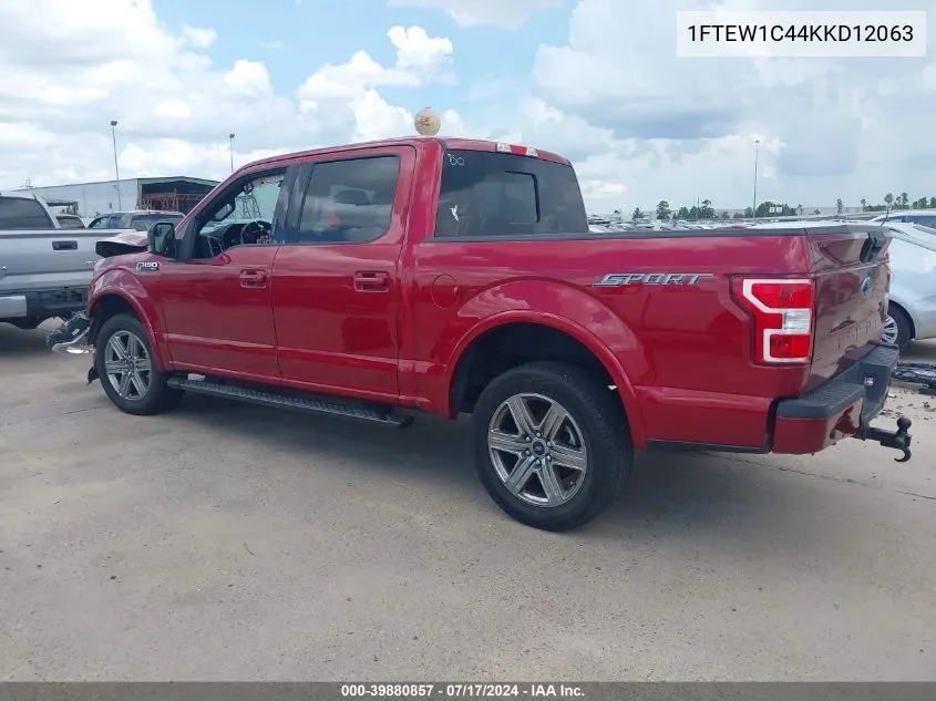 2019 Ford F-150 Xlt VIN: 1FTEW1C44KKD12063 Lot: 39880857