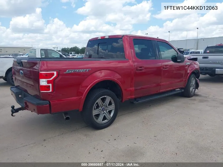 2019 Ford F-150 Xlt VIN: 1FTEW1C44KKD12063 Lot: 39880857