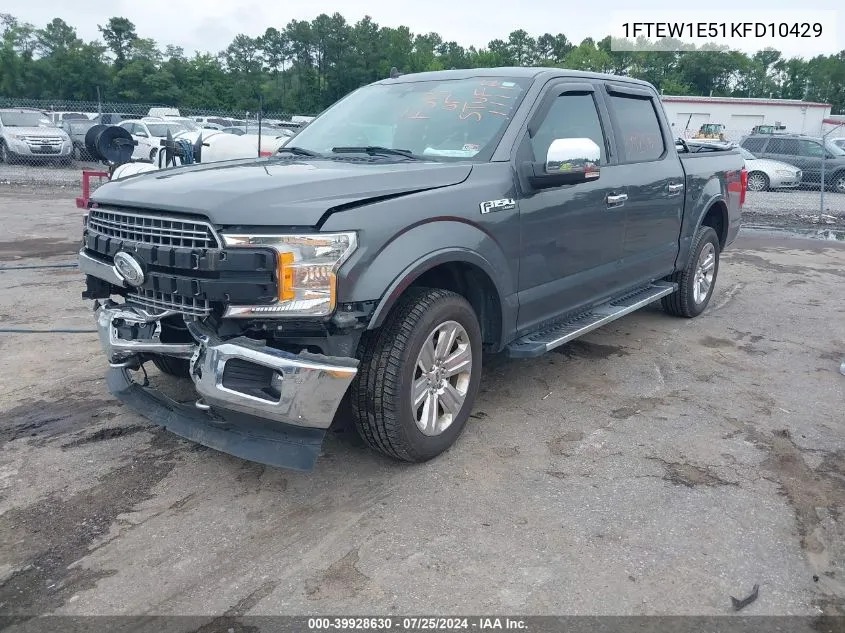 2019 Ford F-150 Lariat VIN: 1FTEW1E51KFD10429 Lot: 39928630