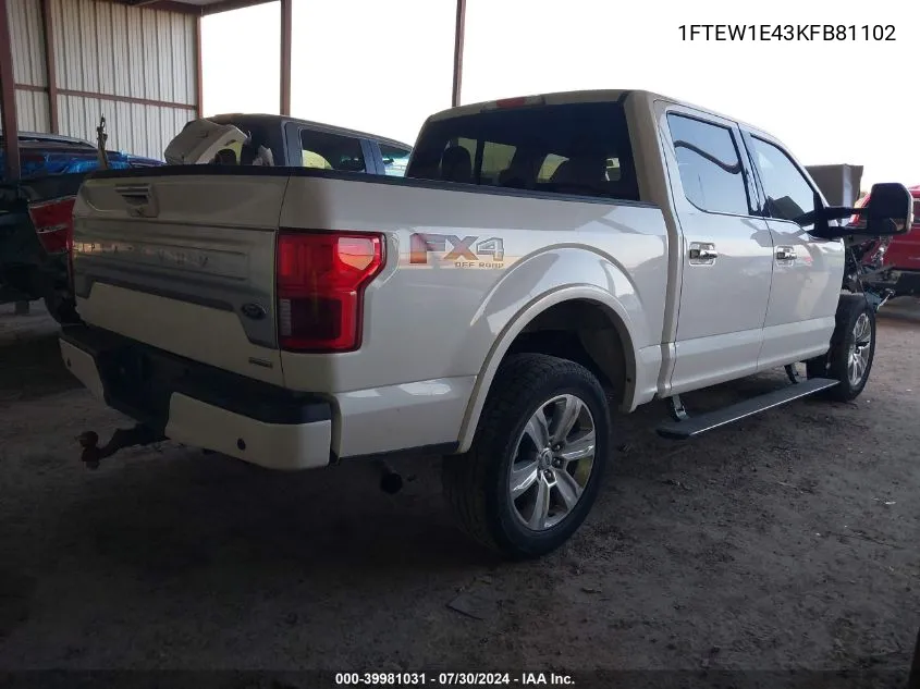 1FTEW1E43KFB81102 2019 Ford F-150 Platinum