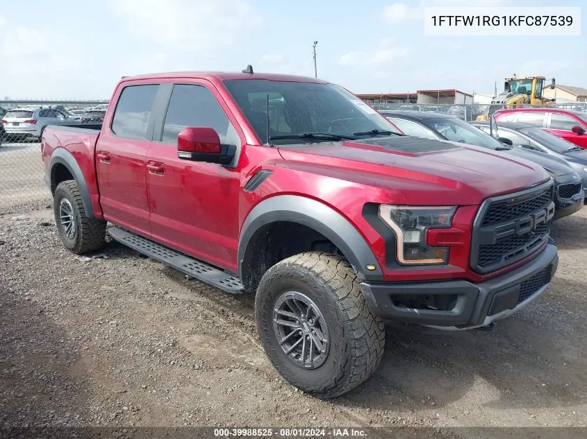 2019 Ford F-150 Raptor VIN: 1FTFW1RG1KFC87539 Lot: 39988525