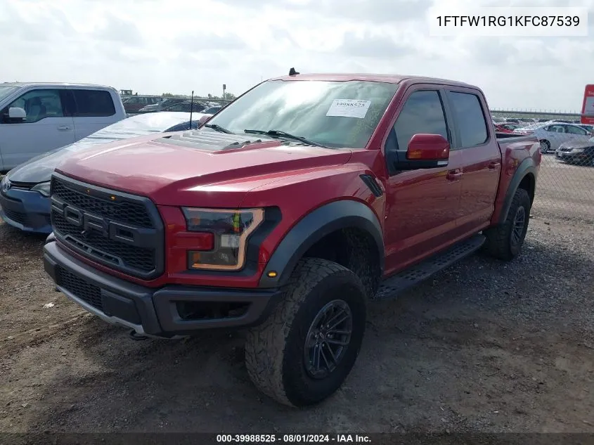 2019 Ford F-150 Raptor VIN: 1FTFW1RG1KFC87539 Lot: 39988525