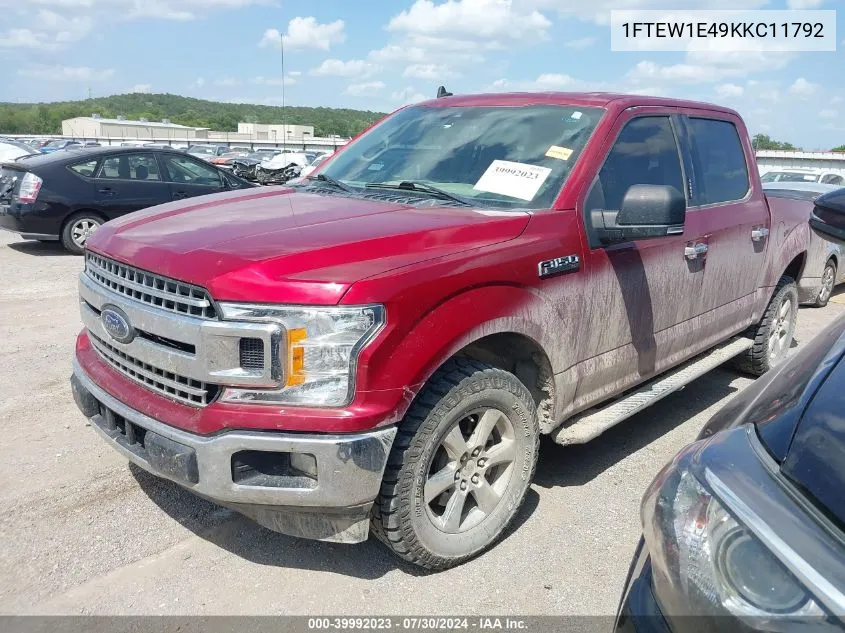 2019 Ford F-150 Xlt VIN: 1FTEW1E49KKC11792 Lot: 39992023