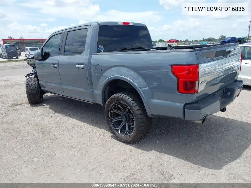 2019 Ford F-150 Limited VIN: 1FTEW1EG9KFD16836 Lot: 39998547