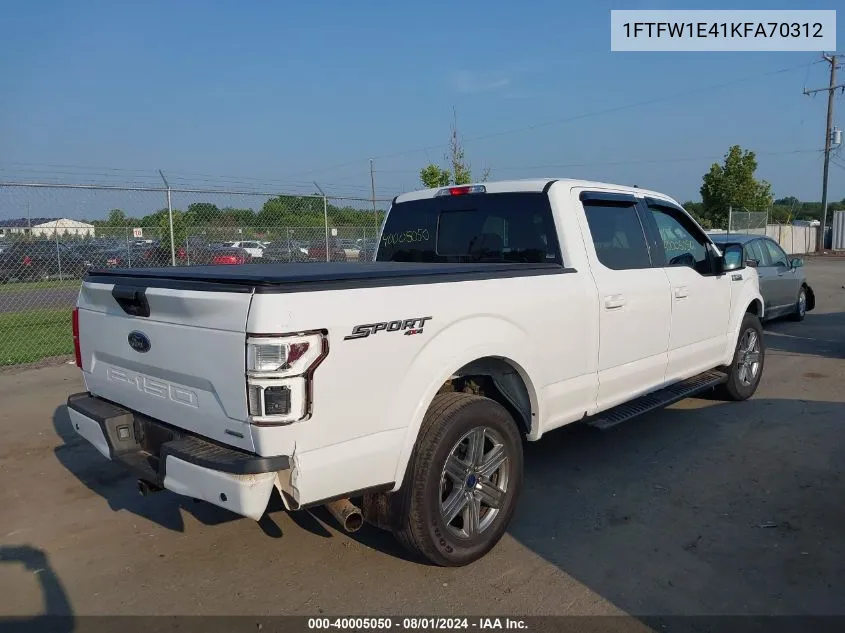 2019 Ford F-150 Xlt VIN: 1FTFW1E41KFA70312 Lot: 40005050