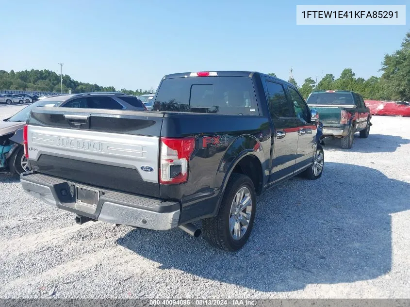 2019 Ford F-150 Supercrew VIN: 1FTEW1E41KFA85291 Lot: 40094095