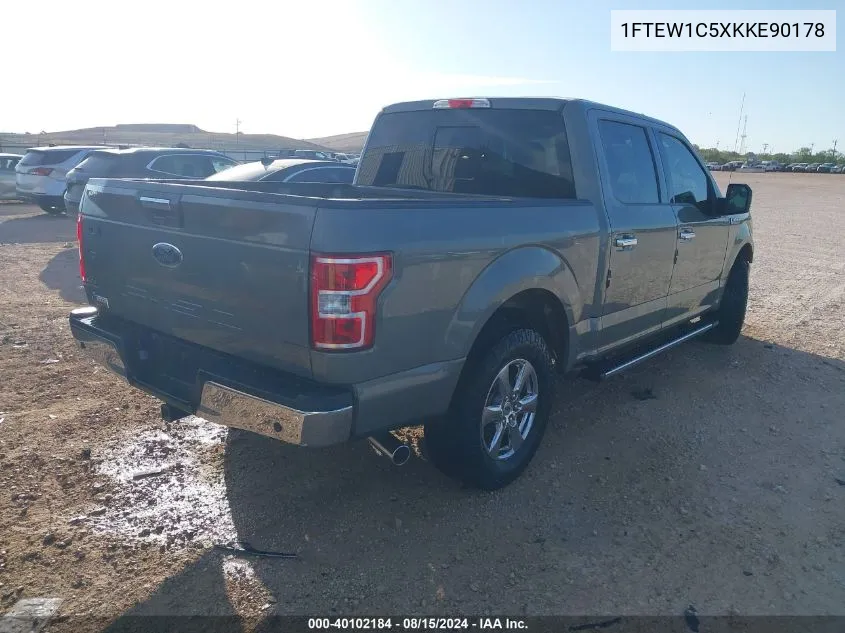 2019 Ford F-150 Xlt VIN: 1FTEW1C5XKKE90178 Lot: 40102184