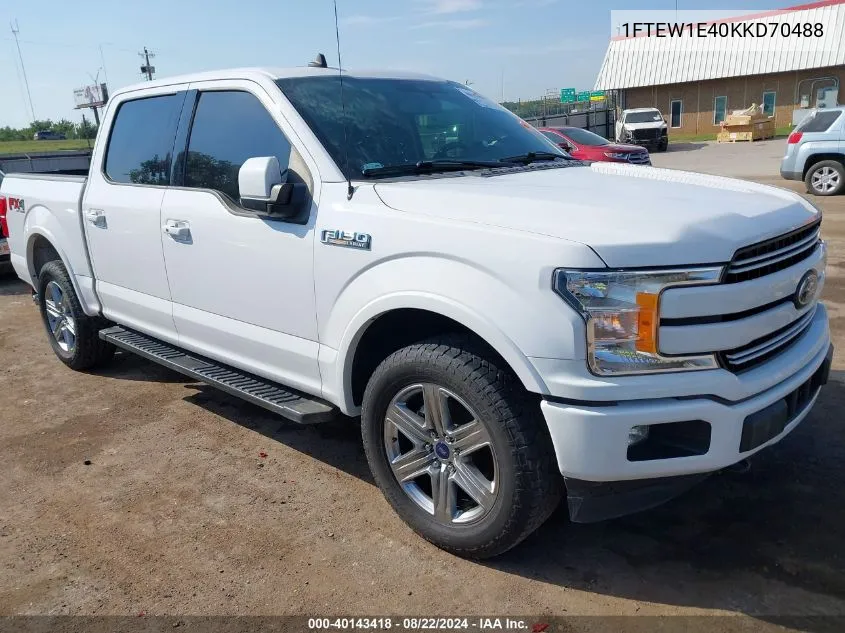 2019 Ford F-150 Lariat VIN: 1FTEW1E40KKD70488 Lot: 40143418