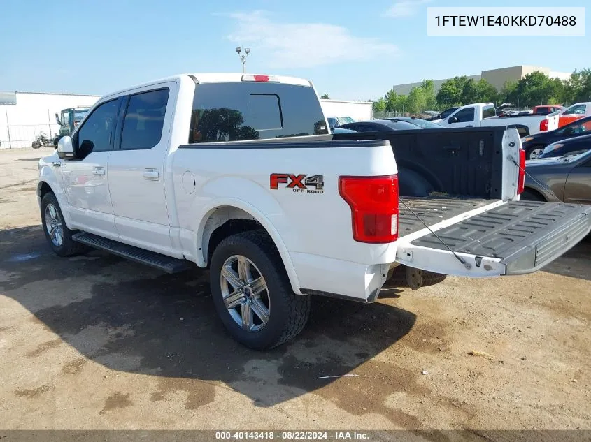 1FTEW1E40KKD70488 2019 Ford F-150 Lariat