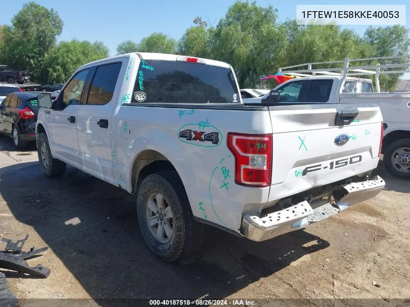 2019 Ford F-150 Xlt VIN: 1FTEW1E58KKE40053 Lot: 40187518