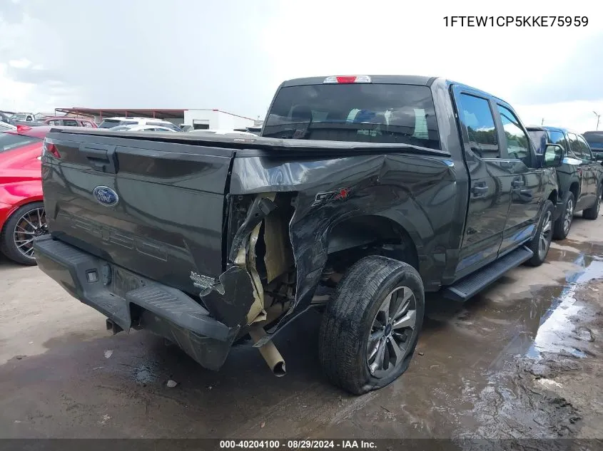 2019 Ford F-150 Xl VIN: 1FTEW1CP5KKE75959 Lot: 40204100