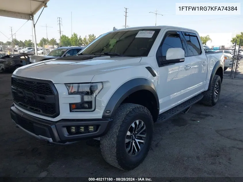 1FTFW1RG7KFA74384 2019 Ford F-150 Raptor